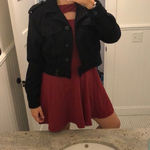 Cropped black bomber jacket